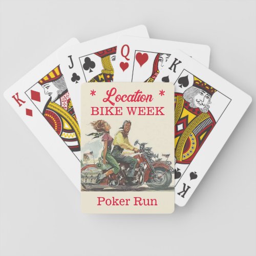 Bike Week Poker Run Town Personalized Vintage Look Playing Cards