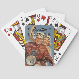 Bike Week Poker Run Vintage Look Couple Event Name Cards