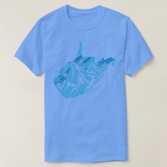 Bike West Virginia State Outline Blues Mountain Bi T-Shirt (Design Front)