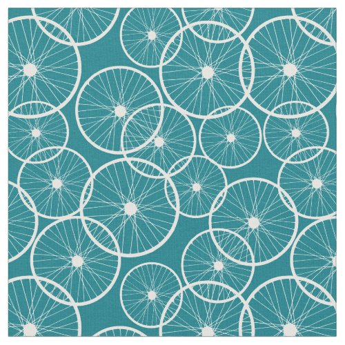 Bike Wheels Blue and White Pattern Fabric