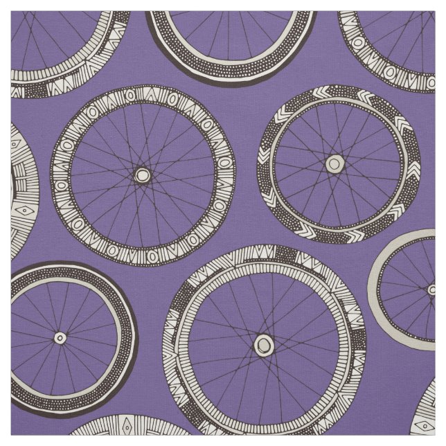 bike wheels violet fabric (Swatch)