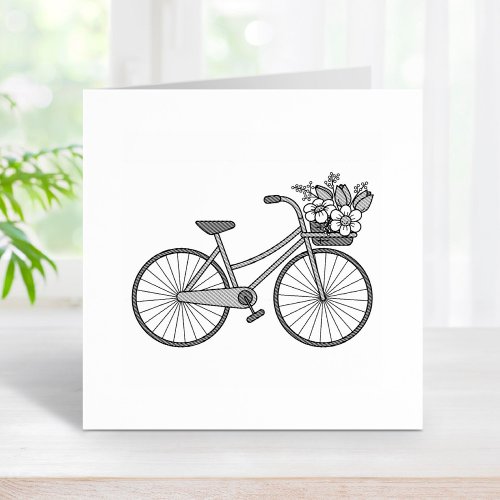 Bike with a Flower Basket Rubber Stamp