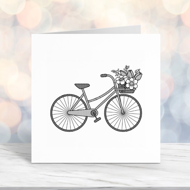Bike with a Flower Basket Self-inking Stamp (Creator Uploaded)