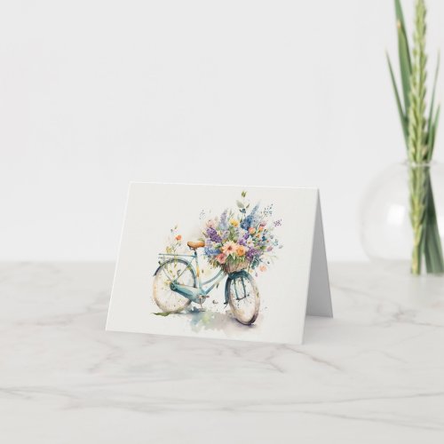 Bike With Flower Basket   Card