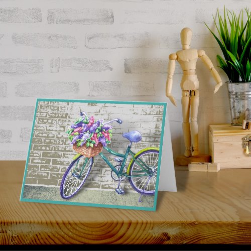 Bike with Flower Basket Note Card