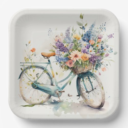 Bike With Flower Basket  Paper Plates