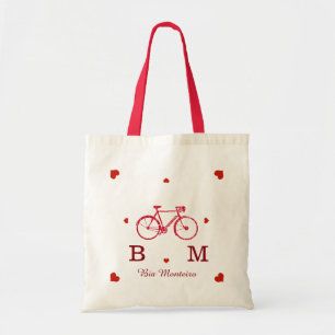 bike with initials and name personalized tote bag