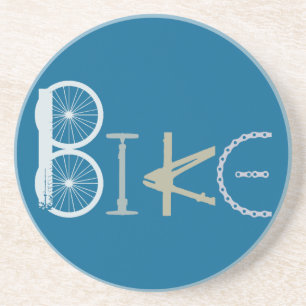 Bike Words from Bike Parts Bicycle Sports fan Sandstone Coaster