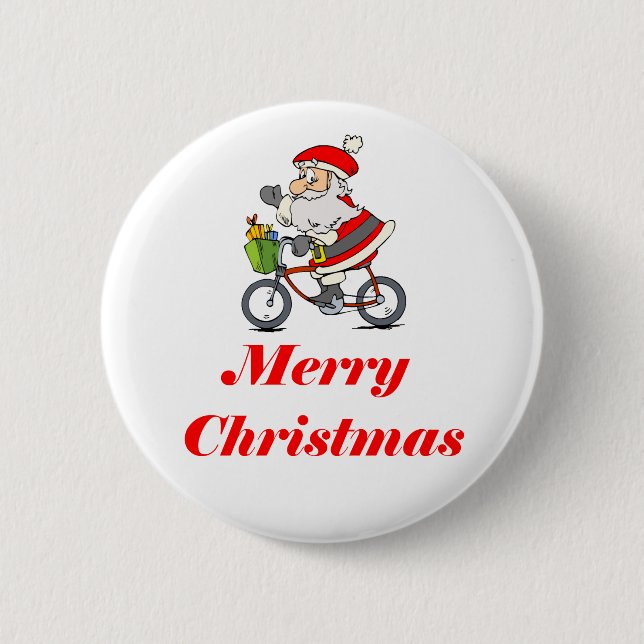 BikeChick Santa Pinback Button (Front)