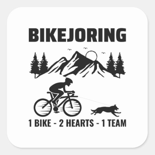 Bikejoring DogScooting Dog Sport Bike Bicycle Ride Square Sticker