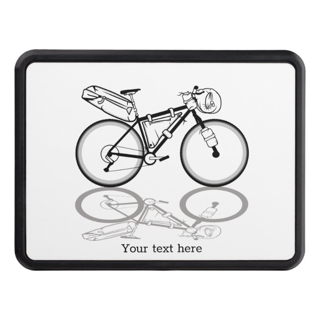 Bikepacking bike black and white hitch cover (Front)