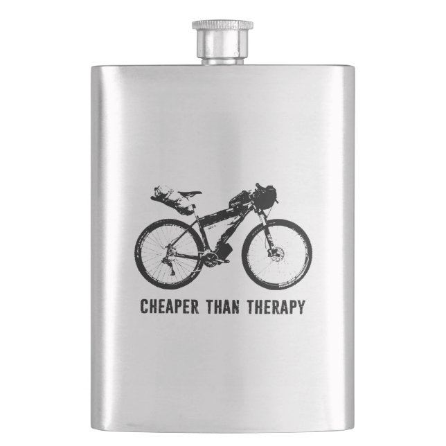Bikepacking, Cheaper Than Therapy Flask (Front)
