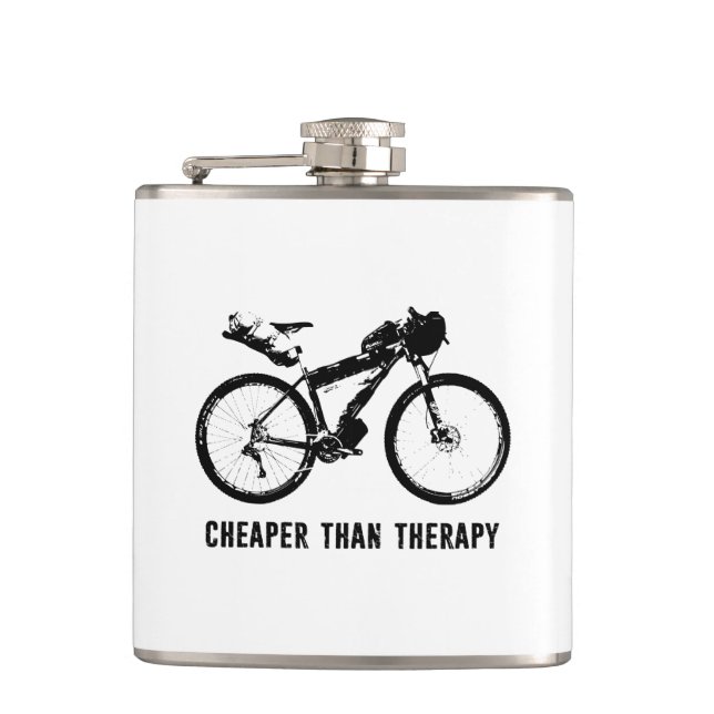 Bikepacking, Cheaper Than Therapy Flask (Front)
