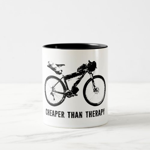 Bikepacking Cheaper Than Therapy Two_Tone Coffee Mug