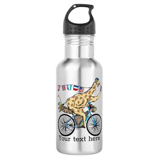 Bikepacking giraffe stainless steel water bottle (Front)