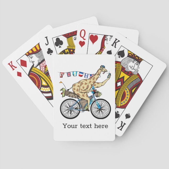 Bikepacking giraffe World cycle tour Poker Cards (Back)