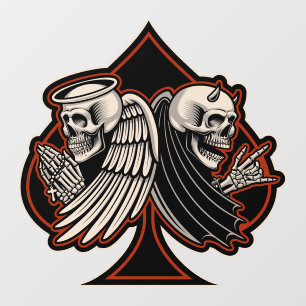 Biker Ace of Spades Saint or Sinner Accent Wall Decal