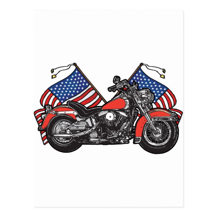 American Flags Patriotic Motorcycle Post Cards