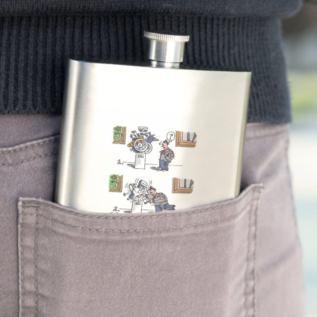 Biker At Museum stainless steel flask (In Situ)