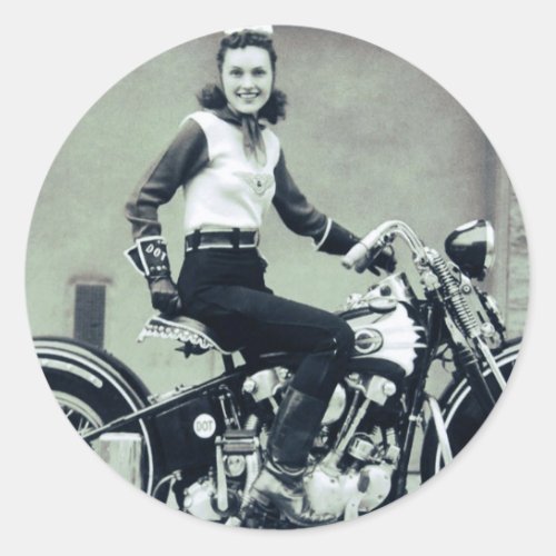 Biker Babe Classic Round Sticker