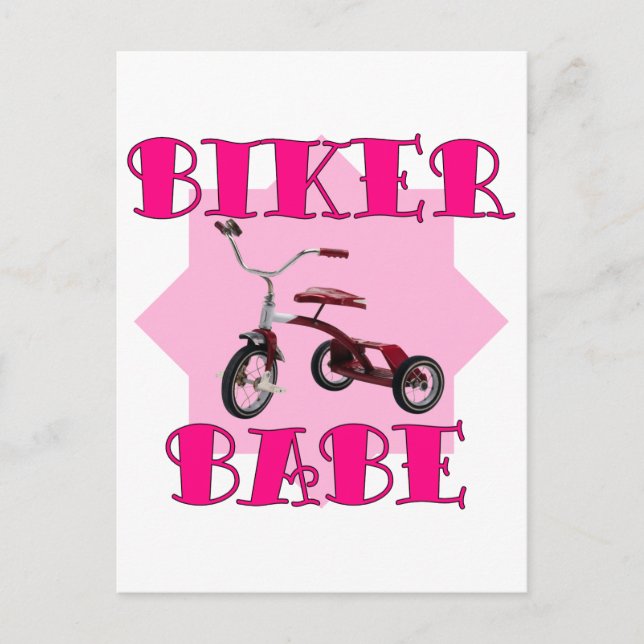 Biker Babe /pink Postcard (Front)