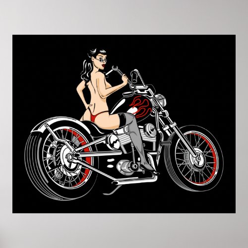 Biker Babe Poster