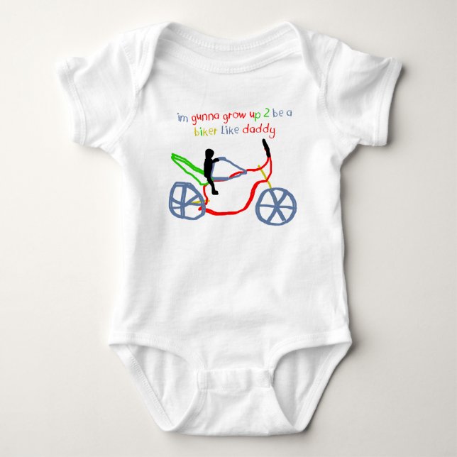 Biker Baby Baby Grow Baby Bodysuit (Front)