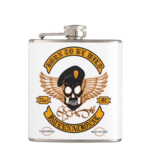 Biker Badge Hip Flask (Front)