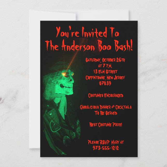 Biker Billy Black and Red Halloween Party Invitation (Front)