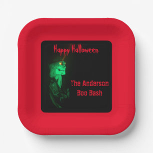 Biker Billy Halloween Skeleton Blood Red & Black  Paper Plates