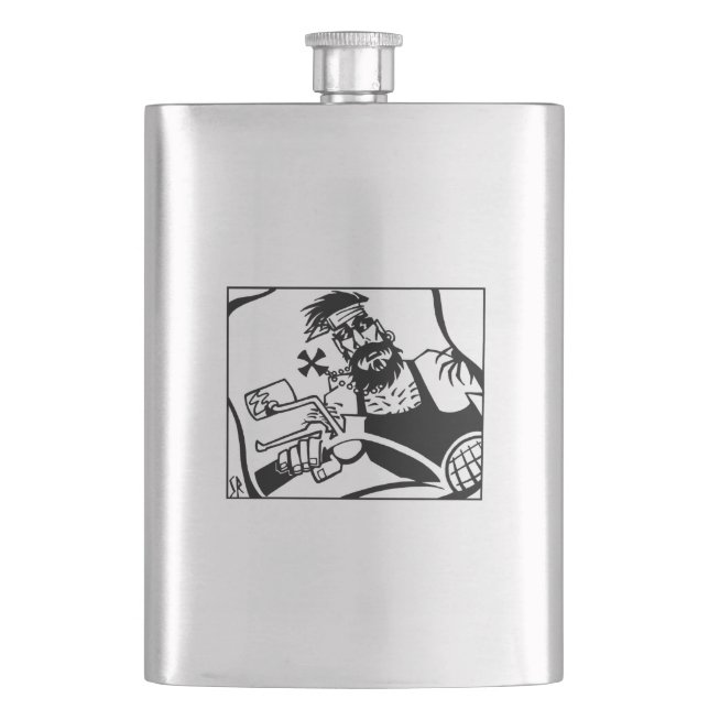 Biker black stainless steel flask (Front)