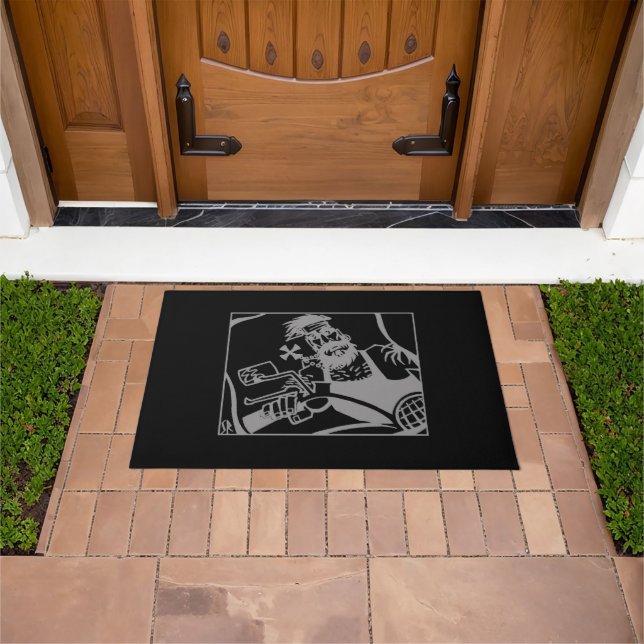 Biker Bro gray and black doormat (Outdoor)