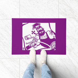 Biker Bro purple and white doormat