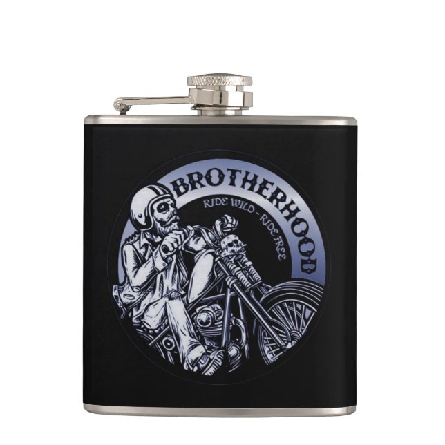 Biker Brotherhood Black Flask (Front)