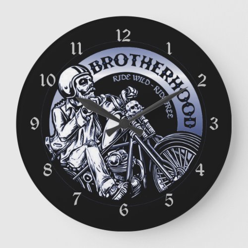 Biker Brotherhood Large Clock