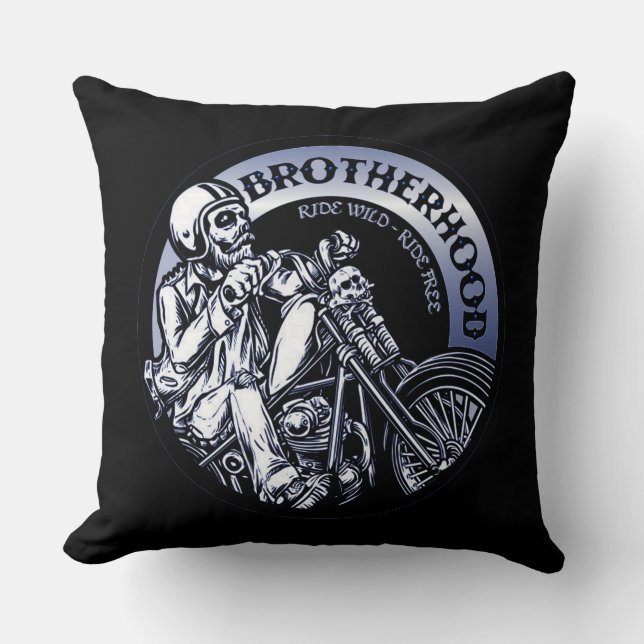 Biker Brotherhood Throw Pillow (Front)