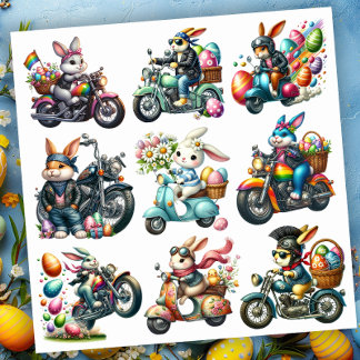 Biker Bunnies Easter Set 2 Sticker