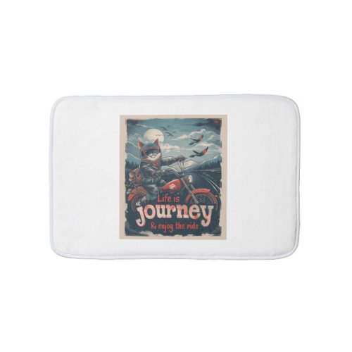 Biker Cat Adventure Bath Mat