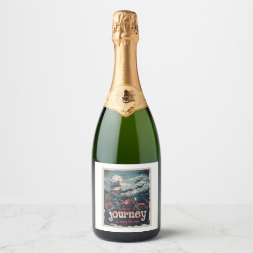 Biker Cat Adventure Sparkling Wine Label