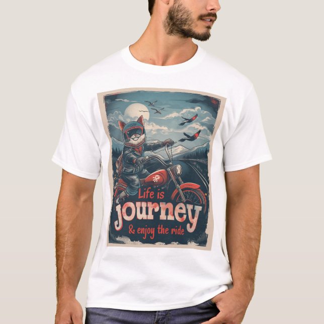 Biker Cat Adventure T-Shirt (Front)