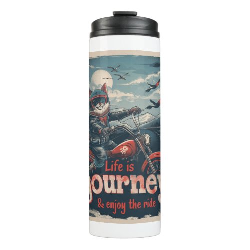 Biker Cat Adventure Thermal Tumbler