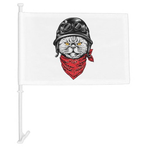 Biker Cat Motorcycle Chopper Biker Motorbike Car Flag