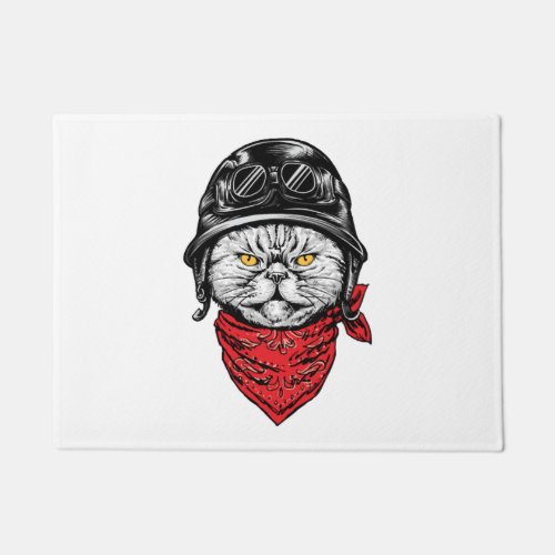 Biker Cat Motorcycle Chopper Biker Motorbike Doormat