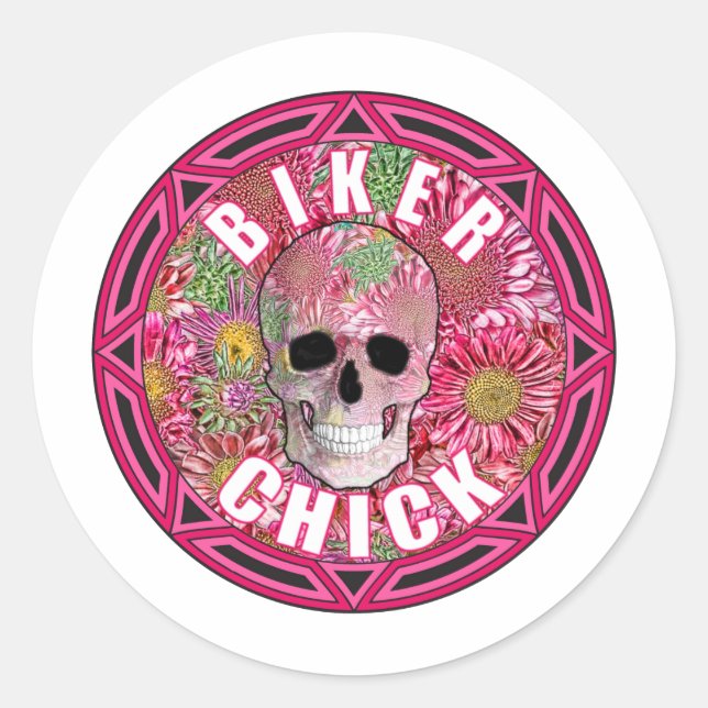 Biker Chick 001 Classic Round Sticker (Front)