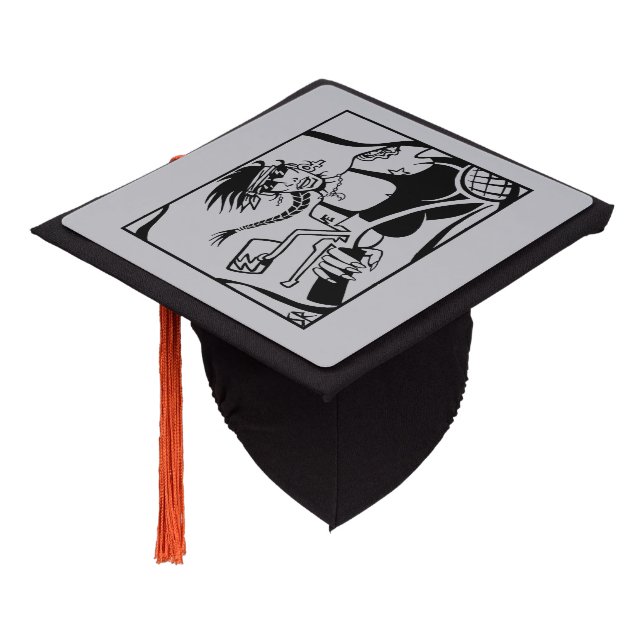 Biker Chick black gray graduation cap (Angled)