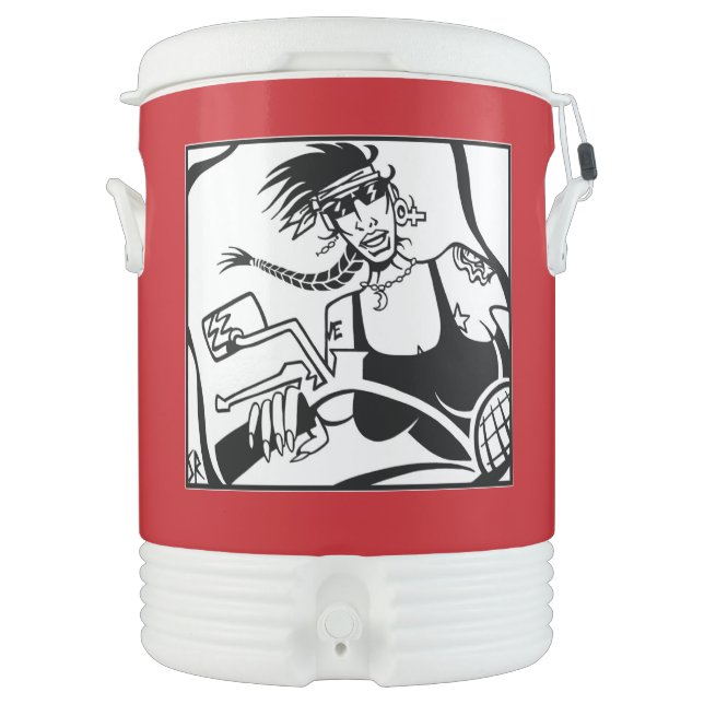Biker Chick black white red Igloo beverage cooler (Front)