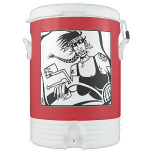 Biker Chick black white red Igloo beverage cooler