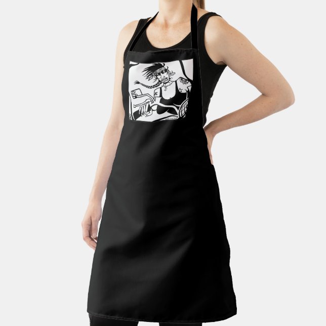 Biker Chick chef apron (Insitu)