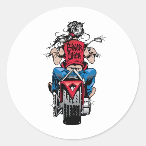 Biker Chick Classic Round Sticker