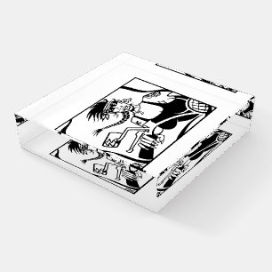 Biker Chick clear glass square paperweight